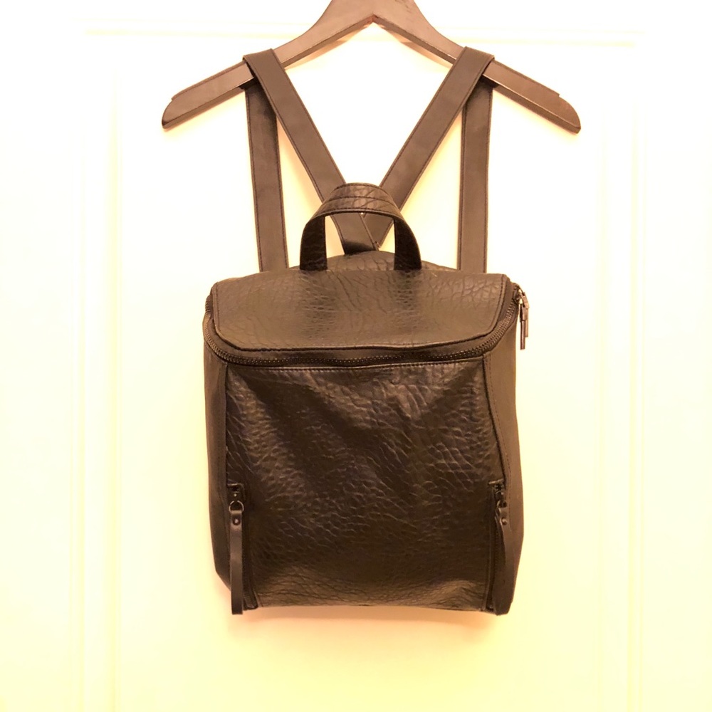French Connection Black Leather Backpack